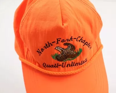 VTG Quail Unlimited North Fork Chapter Bright Blaze Orange Hunting SnapBack Hat • $10.99