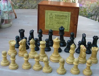 £145 • Buy Tuff-a-nuff Rubber Chessmen Staunton John Jaques Vintage Chess Set Original Box