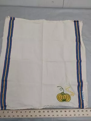 Vintage Tea Towel Italian Linen Pumpkin Squash Embroidered   *Notes • $18