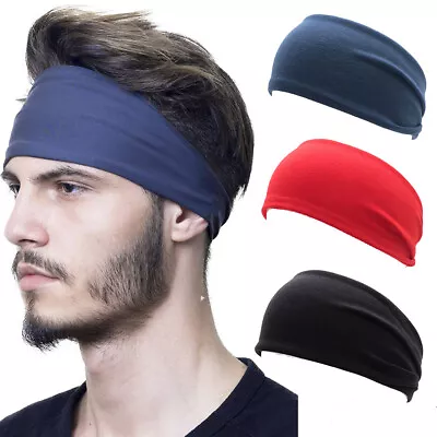 Men Women Sports Headband Yoga Gym Sweatband Hair Bands Head Prevent Sweat Band • £1.31