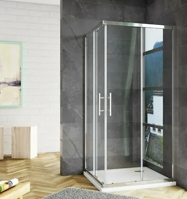 Corner Entry Shower Enclosure Walk In Cubicle Sliding Glass Door And Shower Tray • £117
