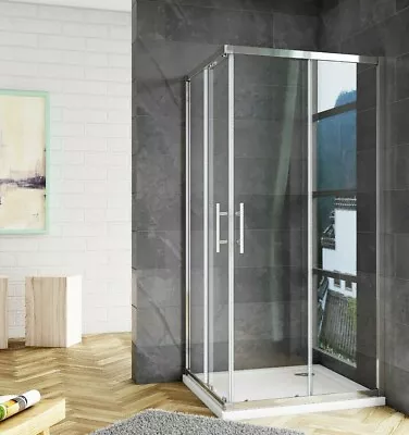 Corner Entry Shower Enclosure Walk In Cubicle Sliding Glass Door And Shower Tray • £112