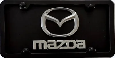 3D MAZDA Dual Logos  Black Aluminum License Plate + Clear Protective Logo Lens • $39.95