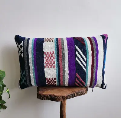 Moroccan Handmade Kilim Pillow Purple Cushion Cover Throw Pillow Case Sofa Boho • $59