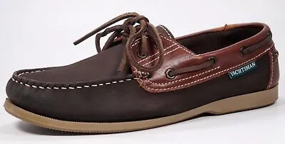 £20.90 • Buy Yachtsman By Seafarer Men's Brown/Tan Leather Boat Shoes Size 7 In VGC