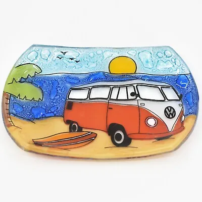 Fused Art Glass Beach Camping Van Caravan Travel Soap Dish Handmade Ecuador • £23.35