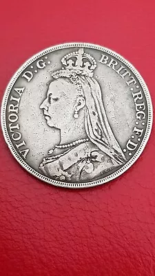 1891 Queen Victoria Jubilee Head Silver Crown -  Good Condition. • $24.87