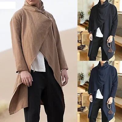 Mens Cape Long Irregular Cloak Long Sleeve Coat Winter Warm Up Turtleneck • $29.29