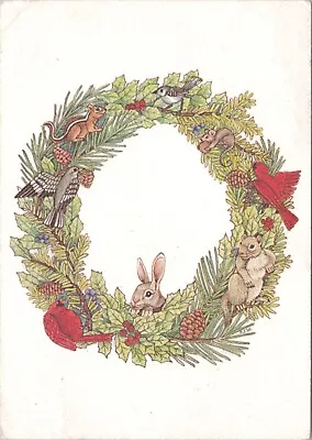 The Animal's Christmas Wreath ~ Vintage POSTCARD • $1.79