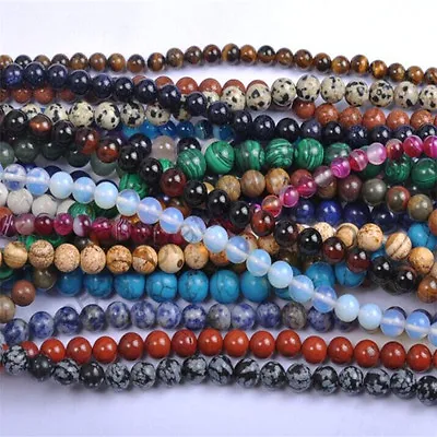 $1.81 • Buy Natural Gemstone Round Spacer Loose Beads 4mm 6mm 8mm 10mm 12mm Assorted Stones