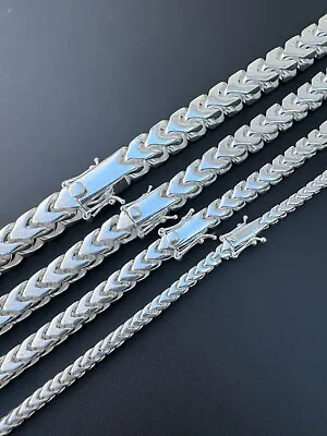Handmade Franco Chain Necklace Real 925 Silver Box Clasp 4mm-10mm Thick Mens • $359.05