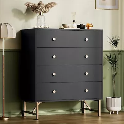 Castle Modern 4 Drawer Dresser 4 Drawer Chest Of Drawers With Gold Knobles • $195.48