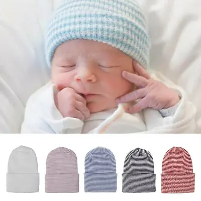 Baby Boy Girl Hat Beanie Hat Newborn Hospital Cap Infant Striped Fetal Hat • £3.06