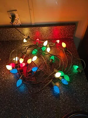 Vintage String 30ft Christmas Holiday Colored Lights Bulbs C7 • $21