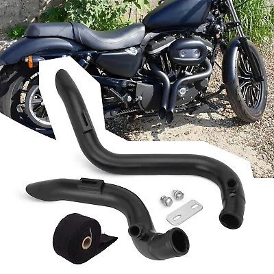 Motorcycle Exhaust Pipe With Heat Shield Strap For Dyna Sportster Models BLACK • $129.90