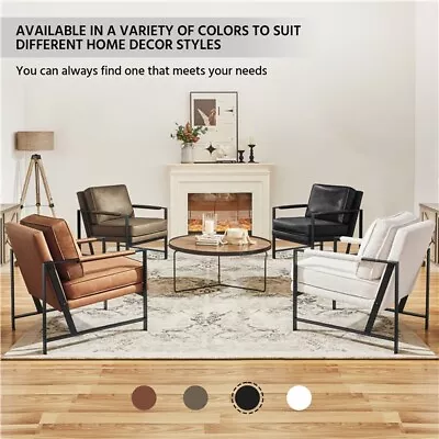 Faux Leather Accent Chair Barrel Chair With Thick Padded For Living Room • £69.99