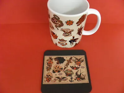 1 X 11oz Coffee Tea Mug And Coaster Sailor Jerry Flash Sheet 2 Tattoo Mug  • $20