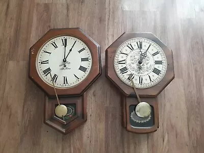 2**Vintage New England Clock Bristol Conn 18” X 12”  Wall Clock Floral W/ Keys • $59.99