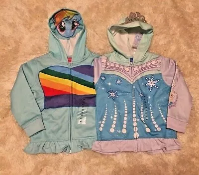 New CHARACTER FLEECE LINED ZIP HOODIE SWEATSHIRT Frozen My Little Pony 3T 4T 6 • $17.99