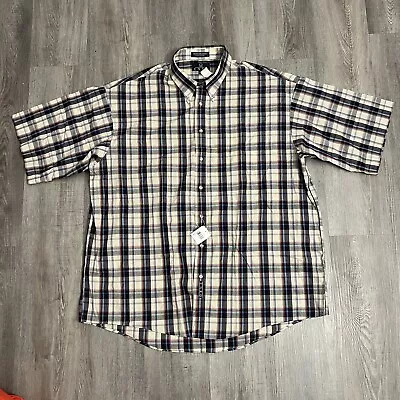 ENRO NWT Half Sleeve Multicolor Button-up Dress Shirt Size 2XL TALL Plaid • $17