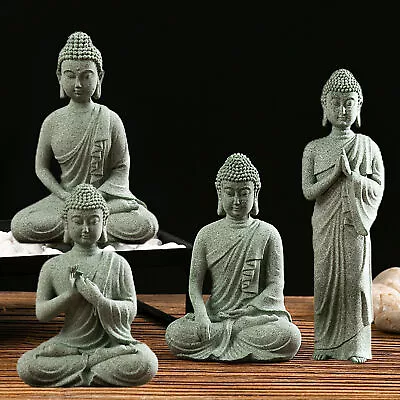 Stone Buddha Statue Exquisite Meditation Home Desk Garden Aquarium Ornaments New • $16.89