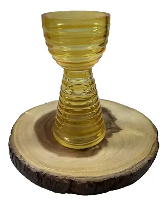 Vintage 1970’s MCM Harvest Gold Ribbed Vase Goblet Or Tiki Glass 7” X 3” Size • $25.49