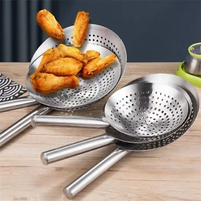 Stainless Steel Long Handle Colander Scoop Strainer Large Sieve Skimmer Mesh UK • £11.54