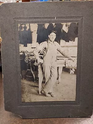 Circa 1900 Occupational Photograph Man With W P Davis Lathe Rochester New York • $25