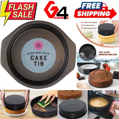 2 Inch X 8 Inch Steel Cake Tin Round Mould Non-Stick Baking Pan Bakeware Sponge • £6.99
