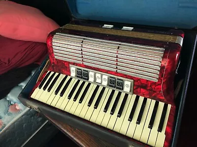 Old RED Hohner Liliput Button Accordion WWII Torniste Raccordeon C/F TANGO III M • $750