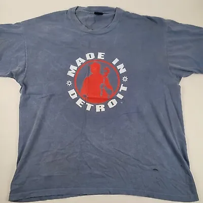 Vintage 90's Made In Detroit T-Shirt Mens XL Single Stitch Short Sleeve Gray • $13.94