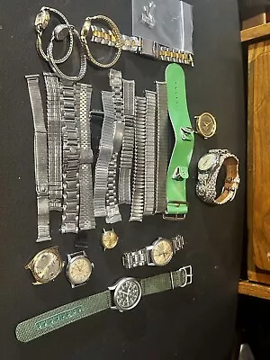 Lot Of Watch’s & Watch Bands Waltham Seiko Elgin Fairfax Many Are Running • $9.50