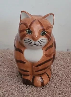 Quail Pottery Ceramic Ginger/Brown Striped Cat 'George • £12.99