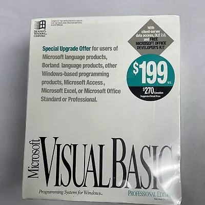 Microsoft Visual Basic 3.0 Professional Edition 1993 For Windows 3.1 Sealed • $224.95