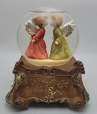 Vintage Snow Globe 2 Young Angels ~ Music Works ~ See Video ~ 5½” Tall X 5” Wide • $19.99