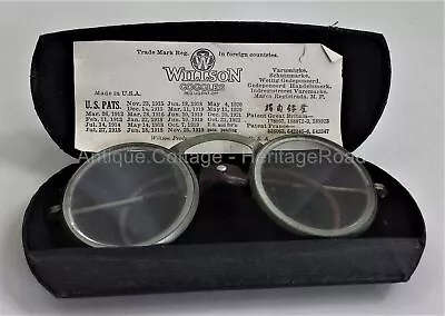 Antique WILLSON GOGGLES W CASE Eyeglasses Engaved  W  • $68.95