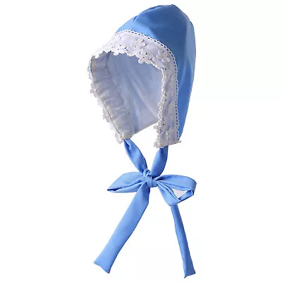 Lolita Girls White Lace Floral Blue Bonnet Vintage Women Hat • $19.03