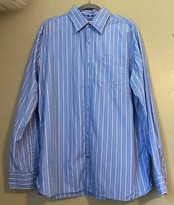 Converse One Star Mens Sz XL Blue Pinstriped Button Down Casual Dress Shirt • $14.98