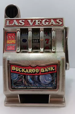 Vintage Mini Las Vegas Buckaroo Slot Machine Style Metal Bank With Arm Pull • $15