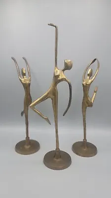 Set Of 3 Vintage Brass Ballerina Dancers Brutalist Figurines MCM Made In India • $100
