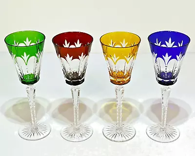 Exquisite 4 Mint Faberge Crystal Cut To Clear Palais Royal Wine Goblets 9 1/4  • $695