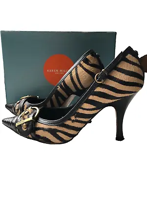 Karen Millen Womens Shoes Size:  UK 4  Stiletto Heel  Zebra Animal Print • £24.99