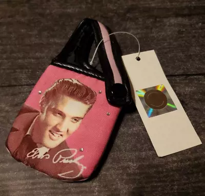 Elvis Presley Cell Phone Small Pouch Bling Pink Black Trim NWT • $14.95