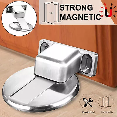 Stainless Steel Strong Magnetic Door Stop Floor Mount Self Adhesive Door Stopper • $8.98