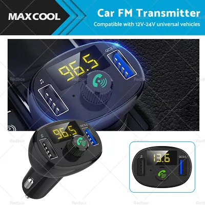 Bluetooth-5.0 Radio Car Kit Wireless FM Transmitter Dual USB Charger MP3 Player • $9.90