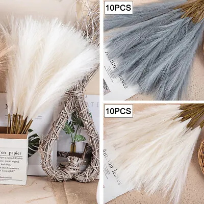 10pcs Artificial Pampas Grass Faux Fake Fluffy Reed Bouquet Home Wedding Decor • £4.89