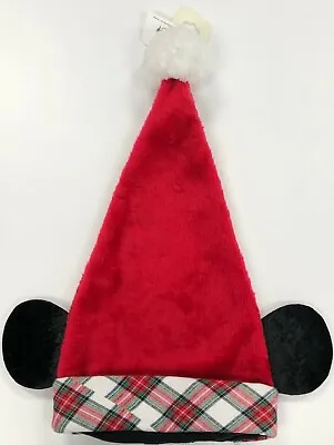 Disney Parks Christmas Mickey Mouse Ears Santa Claus Tartan Hat Adult New • $29.99