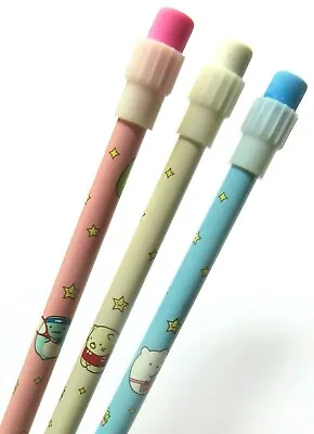 Set Of 3 Pretty Pastel Colours *Sumikko Gurashi* HB Lead Pencils With Erasers • £4