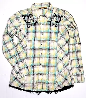 Vintage Wrangler Pearl Snap Embroidered Western Cross Check Shirt Women's Medium • $18