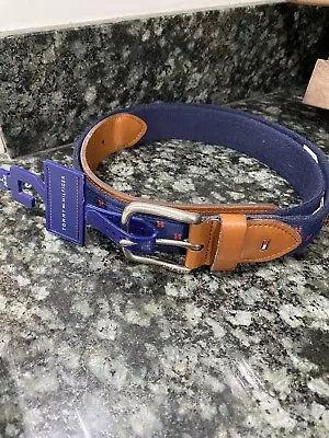 Tommy Hilfiger Fabric Inlay Leather Belt NWT 38-40 • $19.99